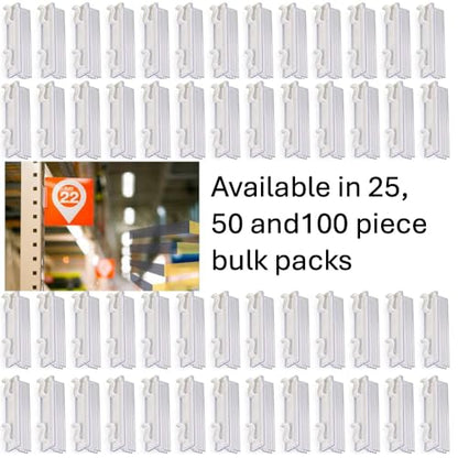 Pallet Rack Upright Sign Holders, 3 Inch Warehouse Grippers, 100 Pack
