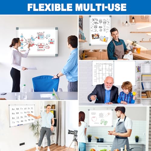 Magnetic White Board Dry Erase Board for Wall 24" x18 (2pcs) Aluminum Frame Magnet White Board for Home, School, Office, Kitchen - size: 24"x18"(2pcs)