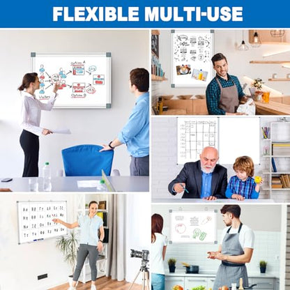 Magnetic White Board Dry Erase Board for Wall 24" x18 (2pcs) Aluminum Frame Magnet White Board for Home, School, Office, Kitchen - size: 24"x18"(2pcs)