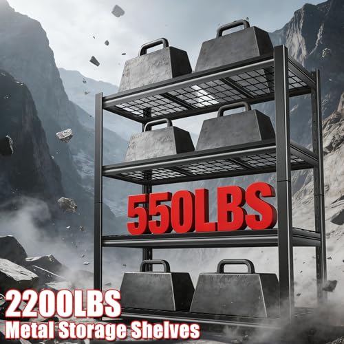 40W Garage Storage Shelves,2200LBS Metal Storage Shelves,Adjustable Heavy Duty Metal Garage Shelving Units Industrial Shelving for Garage,Basement,Warehouse,19.6" D x 39.37" W x 59.84" H - size: 59.84" H x 39.37" W x 19.6" D