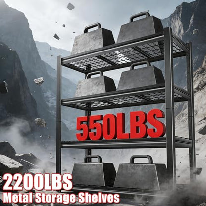 40W Garage Storage Shelves,2200LBS Metal Storage Shelves,Adjustable Heavy Duty Metal Garage Shelving Units Industrial Shelving for Garage,Basement,Warehouse,19.6" D x 39.37" W x 59.84" H - size: 59.84" H x 39.37" W x 19.6" D
