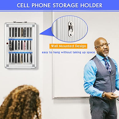24 Slots Aluminum Alloy Cell Phone Locker, Phone Holder for Classroom - size: 24 Slots Transparent