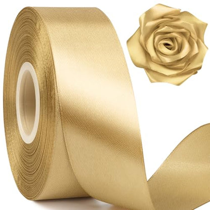 Mauproy Champaign Gold Satin Ribbon, 1-1/2 Inch, 50 Yards - color: Champaign Gold