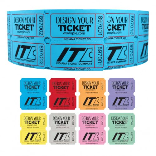 Custom Printed Raffle Tickets, 2x2 Double Roll, 2,000 Tickets, Made in USA - size: 2 x 2 (Double)