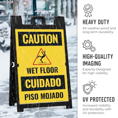 Caution Wet Floor Sign Kit, - size: 24x36 Inches, style: A-frame + 2 Panel Kit
