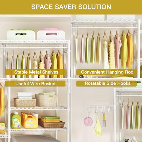 Ulif U5 Over the Washer and Dryer Storage Shelf, Laundry Room Space Saver - color: White, size: Medium: 58.2”W x 13.4”D x 77.5”H