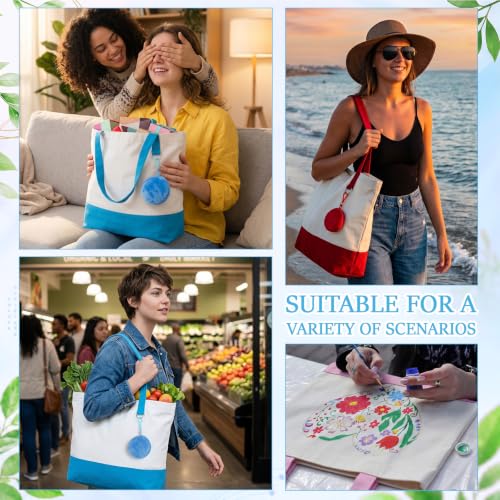 Sanwuta Canvas Tote Bags with Zipper Plush Purse Craft - color: Multicolor