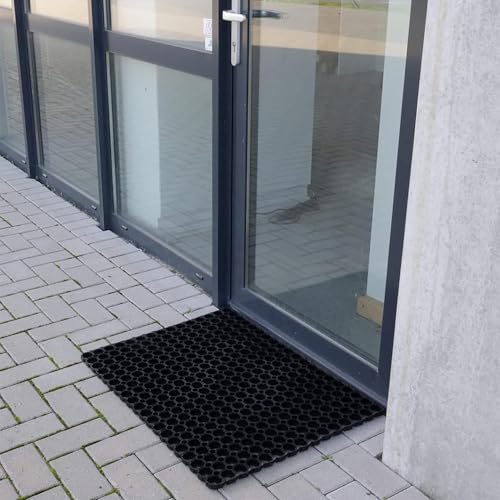 Heavy-Duty Interlocking Rubber Floor Mat, 24"x 32", Shock-Absorbing, Black - size: 24x32