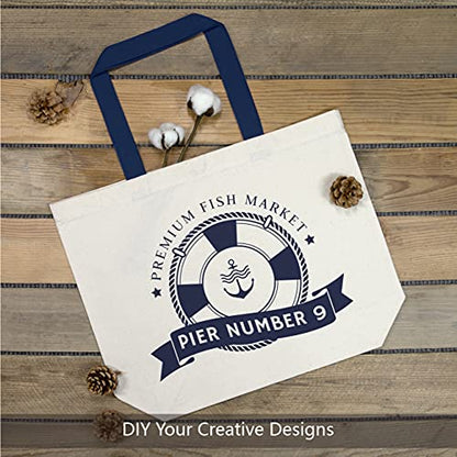 TOPDesign 2-Pack Canvas Tote Bags with Magnetic Snap, Reusable Grocery Shopping Bags, DIY Your Creative Designs - color: Natural / Blue