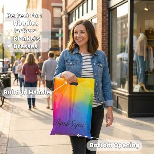 Donyson Rainbow Poly Mailers, 12x15, 50 Pack, Colorful Shipping Bags - color: Rainbow, size: 12x15 (50 Pack)