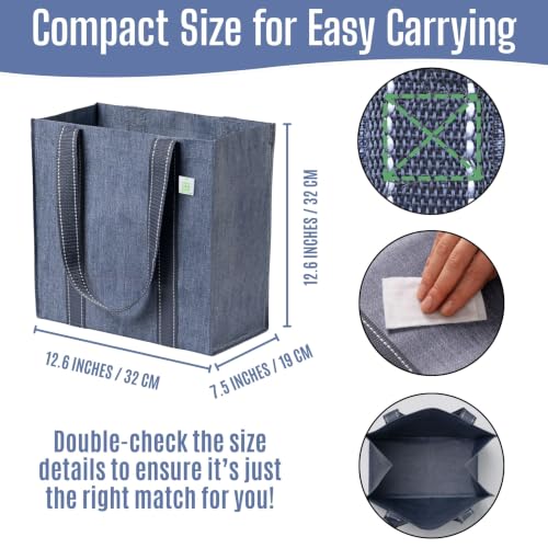 VENO 2/4 Pack Compact Reusable Grocery Shopping Bags with Hard Bottom - color: Gray-2 Pack