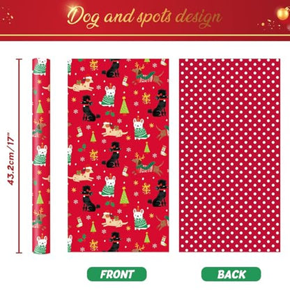 WERNNSAI Dog Christmas Wrapping Paper Jumbo Roll 33 ft Puppy Red - color: Christmas Puppy