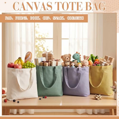 Epakh 8 Pack Canvas Tote Bag Bulk with Zipper, 16.5 x 13 Inch, Boho - color: Boho, size: 16.5 x 13 Inch