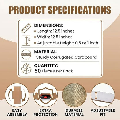 50 Pack Vinyl Record Shipping Boxes: 12.5" X 12.5" x 1" White Vinyl Record LP Shipping Mailer Boxes, Easy Fold LP Cardboard Mailing Boxes Multi Depth Album Mailers for Packaging Moving Storage