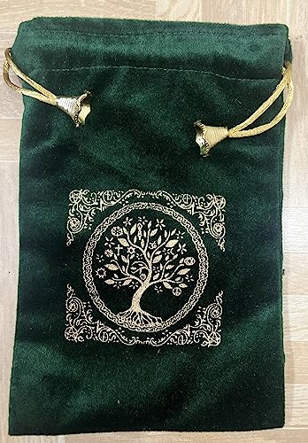 Indian Consigners Soft Velvet Pouch for Tarot, Altar, Rune, Gift, Crystal, jewelry Wrap Bags for Precious, Sacred and Spiritial Items (Green) - color: Green