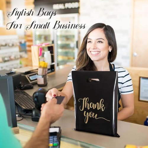 ZORRITA Thank You Bags for Small Business, 100 Pack, 9 x 12 Inch - color: Black, style: 9 × 12 Inch