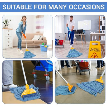 Lallisa 2 Pcs Commercial Mop Head Replacement 18 Oz Tube Microfiber Mop Heads for Floor Cleaning Industrial Mop Heads Blue Looped End Wet Mop Head Refill for Home Commercial Industrial Use - color: Blue