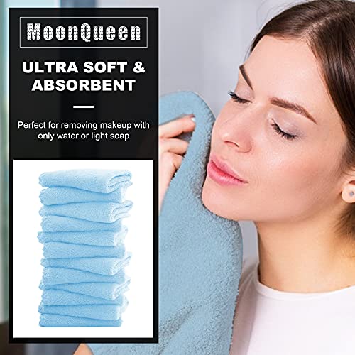 MOONQUEEN Microfiber Facial Cloths Fast Drying Washcloth 12 Pack - Premium Soft Makeup Remover Cloths - Aquamarine - color: Aquamarine, size: 12x12 Inch (Pack of 12)