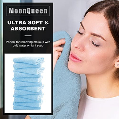 MOONQUEEN Microfiber Facial Cloths Fast Drying Washcloth 12 Pack - Premium Soft Makeup Remover Cloths - Aquamarine - color: Aquamarine, size: 12x12 Inch (Pack of 12)