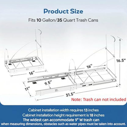 Pull Out Trash Can Under Cabinet & Under Sink, Heavy Duty Slider Organizer
