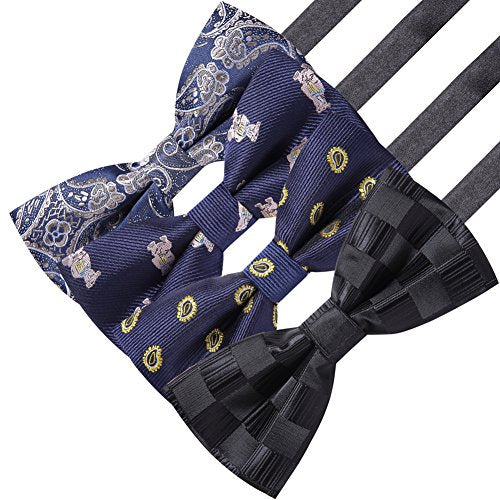 AUSKY 8 PACKS Elegant Adjustable Pre-tied Bow Ties for Men Boys (1&4&5&6&8 Pack for option) - color: F