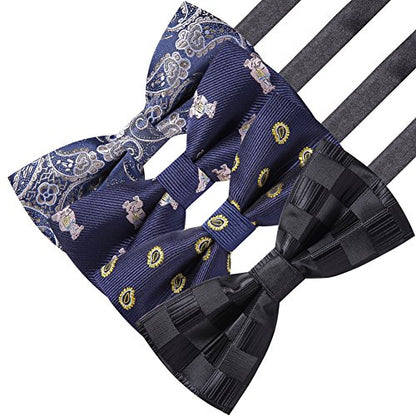 AUSKY 8 PACKS Elegant Adjustable Pre-tied Bow Ties for Men Boys (1&4&5&6&8 Pack for option) - color: F