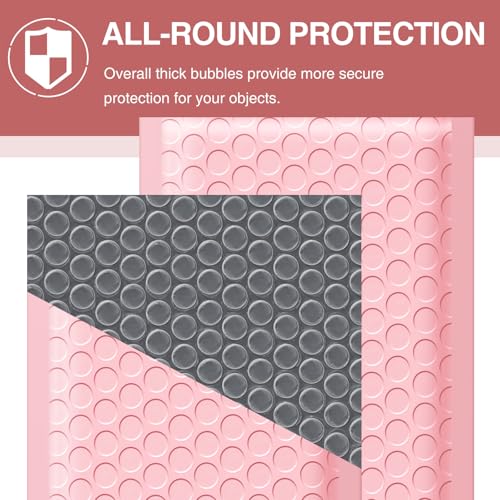 Famagic Light Pink Bubble Mailers 4x8 for Small Business, 100pcs Usable 4x7 - color: Light pink, size: 4x8 100pcs