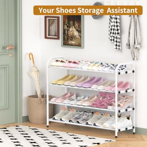 Hleelomi 4-Tier Metal Expandable Shoe Rack for Closet and Entryway, White - color: White, size: 4-Tier