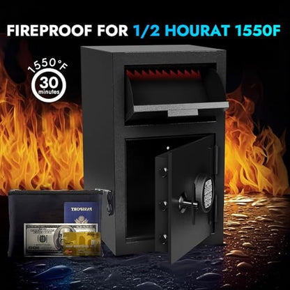 KAER 5.8 Cuft Large Drop Safe for Business with Internal Locker, Heavy Duty Cash Depository Safe with Drop Slot, Steel Money Safe with Anti-Fishing & Alarm for Slips,Documents,Office Church Retail - size: 5.8 Cuft