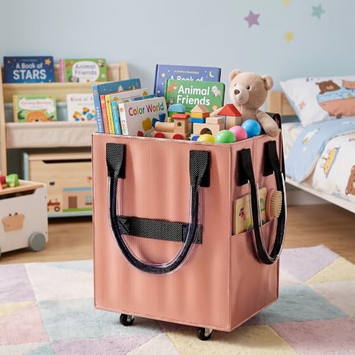 Reusable Grocery Bag on Wheel, Foldable Shopping Cart with Wheels, Can Carry up to 88 Pounds, Suitable for Groceries, Laundry, Camping and Moving. - color: Rose Gold - Medium