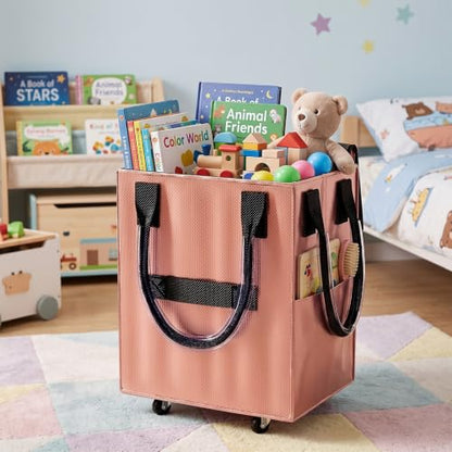 Reusable Grocery Bag on Wheel, Foldable Shopping Cart with Wheels, Can Carry up to 88 Pounds, Suitable for Groceries, Laundry, Camping and Moving. - color: Rose Gold - Medium
