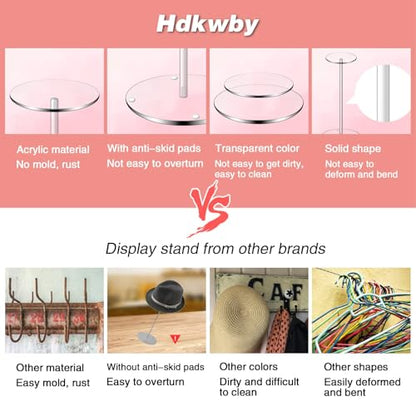 Acrylic Hat Display Stand 3 Pack- Thickened Base for Helmet, Wig, Cowboy Hat, Baseballcap, Closet Holder Rack Organizer( 11.8Inch Height) - style: 3-Pack