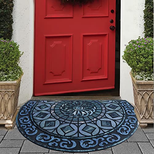 ubdyo Warm & Stylish Front Door Mat - Doormat Entrance - Blue, 23" x 36" - color: XL Blue Round