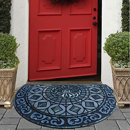 ubdyo Warm & Stylish Front Door Mat - Doormat Entrance - Blue, 23" x 36" - color: XL Blue Round