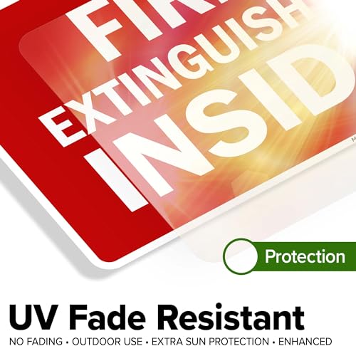 Fire Extinguisher Inside Sign, 10x7 Inches, 4 Mil Vinyl Decal Stickers Weather Resistant, Made in USA by My Sign Center - size: 7x10 Vinyl Sticker