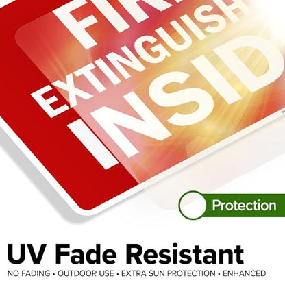 Fire Extinguisher Inside Sign, 10x7 Inches, 4 Mil Vinyl Decal Stickers Weather Resistant, Made in USA by My Sign Center - size: 7x10 Vinyl Sticker