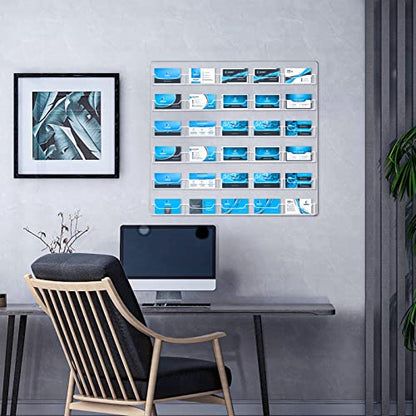 Hillban Acrylic Business Card Holder Wall Mount Office, 30 Pockets - size: 30 Pockets