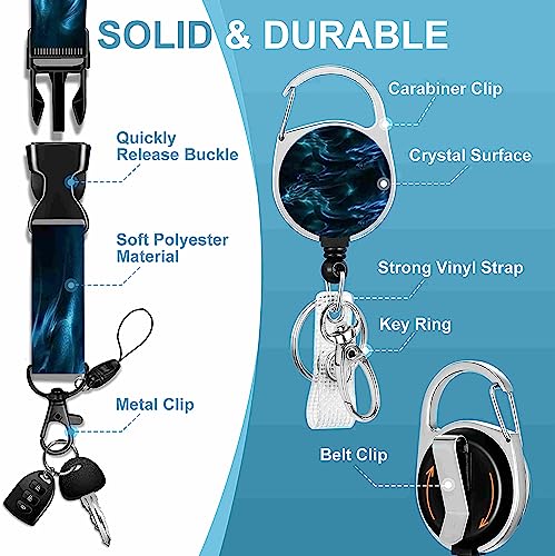 Badge Lanyard and ID Badge Holder, Retractable Badge Reels with Carabiner Reel Belt Clip, Strap Lanyard with Lobster Clasp for Badge Holders, Nurse Teacher Office Gifts(BLC-Dragon-a) - color: Blc-dragon-a