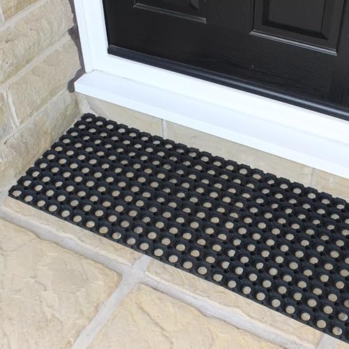 Heavy-Duty Interlocking Rubber Floor Mats, 16"x 24", Set of 2, Black - size: Set of 2 16x24