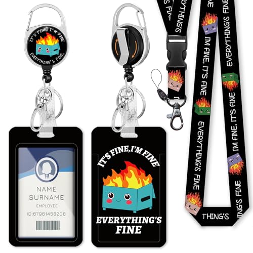 Gctriki Dumpster on Fire Lanyards for ID Badges, Funny Badge Holder Clip - color: Black Dumpster