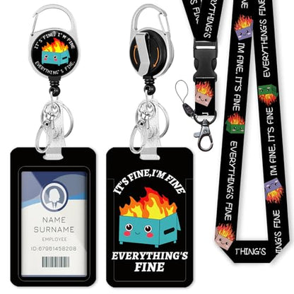 Gctriki Dumpster on Fire Lanyards for ID Badges, Funny Badge Holder Clip - color: Black Dumpster