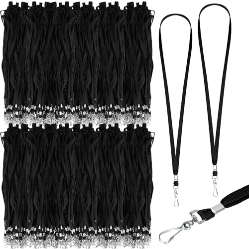 500 Pack Bulk Lanyards for ID Name Badges Holder Flat Lanyards with Hook Clip Swivel for Office School Accessories (Black) - color: Black