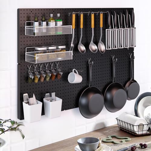 FZK Modular Plastic Peg Board Wall Organizer Kit, 16x16, Black - color: 16inch-Pegboard Kit-Black