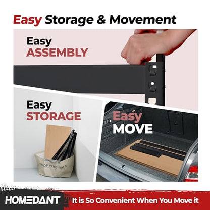 HOMEDANT Black 47.7" W 5 Tier Storage Shelves Garage Shelving Unit Metal - color: Black, size: 47.7"W x 18.2"D