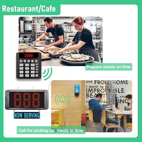 Queue Calling System Wireless 3-Digit Take a Number Machine with Now Serving Display Screen Numeric Keypad Caller and Ticket Dispenser Stand from 000-999 Paper Roll for Restaurant Bank Clinic