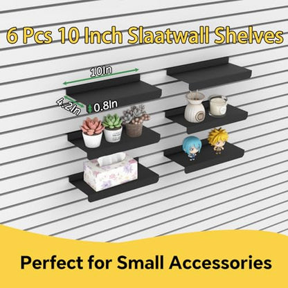 30 PCS Slatwall Accessories Kit, with 4 Pcs Slatwall Baskets, 6 Pcs Slatwall Shelves, 10 Pcs 6 Inch Slatwall Hooks, 10 Pcs Slatwall Hooks, Shelves Heavy Duty for Garage, Shop Organizing, Display