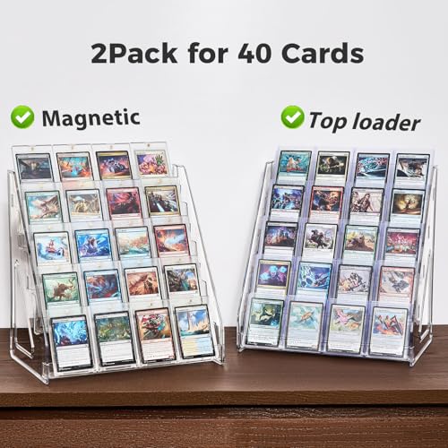 DEEIF 5 Tier Acrylic Trading Card Display Stand for Sports Cards, 2 Pack - size: 5 Tier, 2 Pack