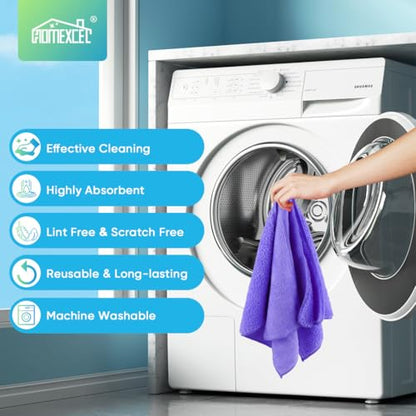 HOMEXCEL Purple Microfiber Cleaning Cloth, Microfiber Towels for Car,12 PK - color: Purple