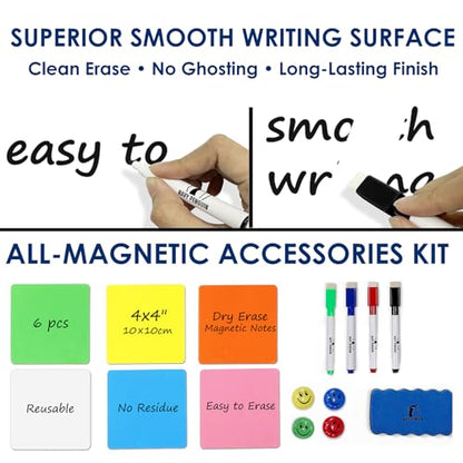 Whiteboard Set, 47x18 in White Board Dry Erase for Wall with Magnetic Notes - size: 47x18"