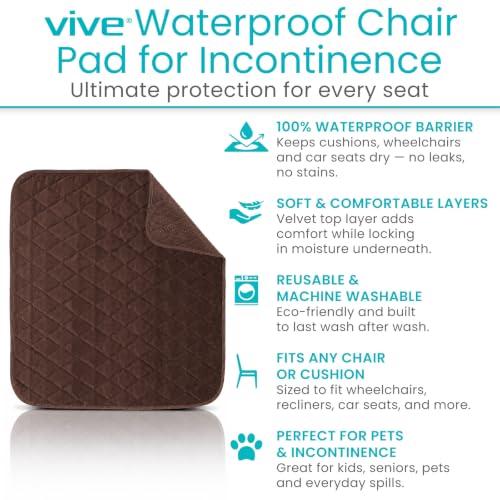 Sures Waterproof Chair Pads for Incontinence (22" x 21") - Washable - color: Brown, size: 2 Pack